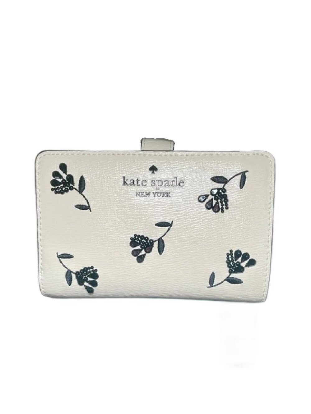 NWT- Women's Kate Spade Medium Bifold Floral Embellished Leather Wallet